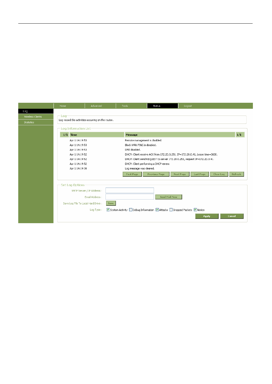 Menu “status | Conceptronic C300BRS4 User Manual | Page 65 / 75