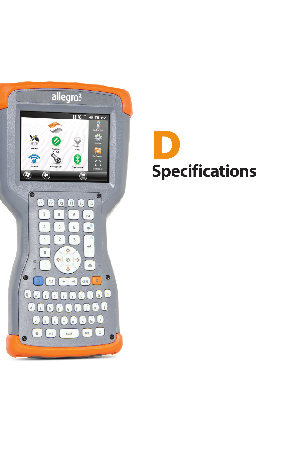 Specifications | Juniper Systems Allegro 2 User Guide User Manual | Page 105 / 119