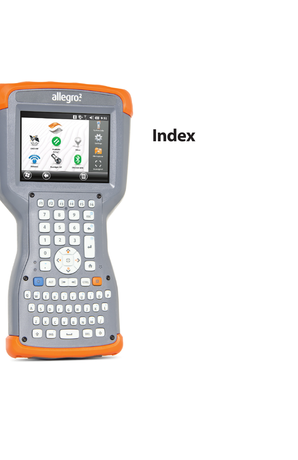 Index | Juniper Systems Allegro 2 User Guide User Manual | Page 113 / 119
