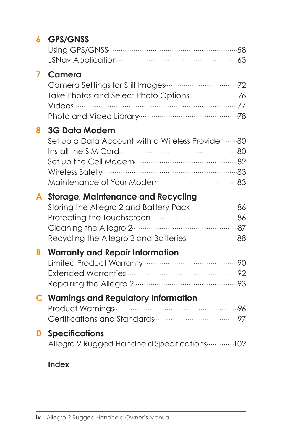 Juniper Systems Allegro 2 User Guide User Manual | Page 4 / 119