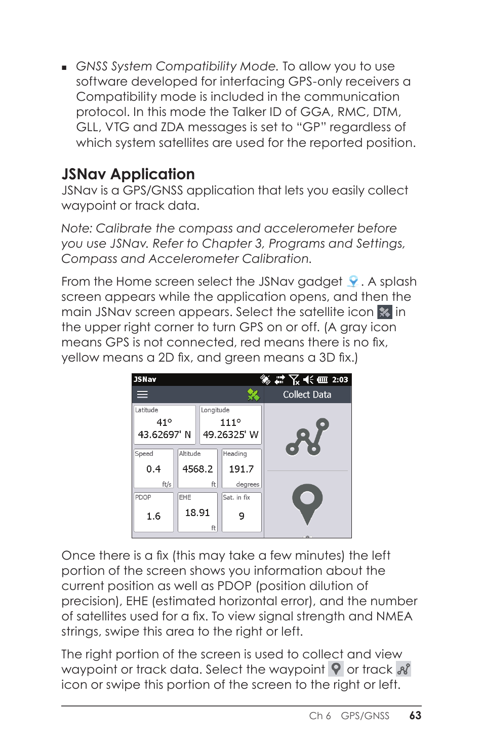 Jsnav application | Juniper Systems Allegro 2 User Guide User Manual | Page 67 / 119