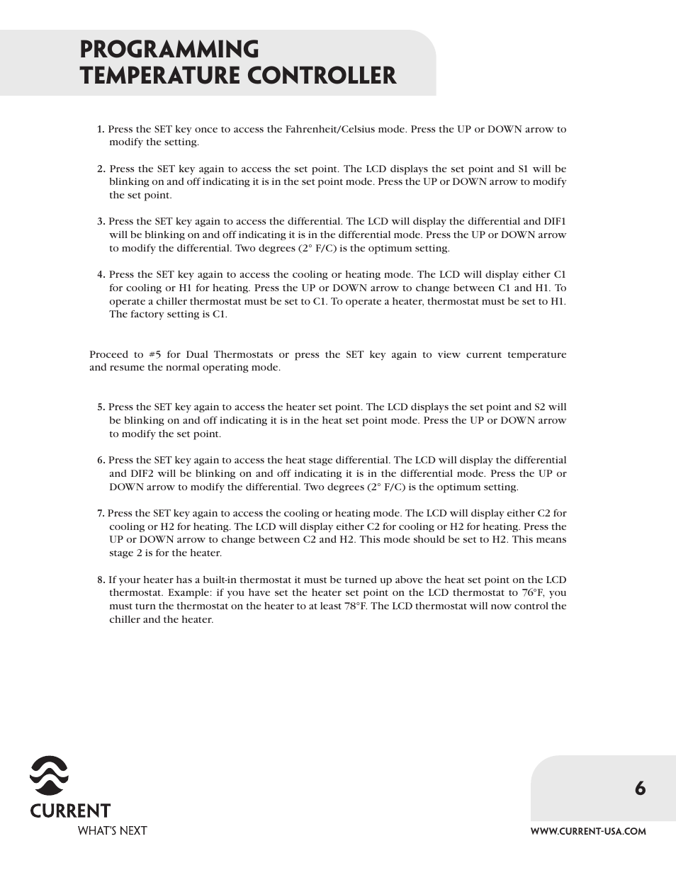 Programming temperature controller | Current 2601 User Manual | Page 6 / 8