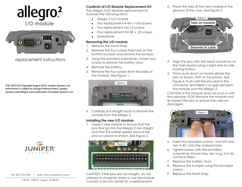 Juniper Systems I/O module Allegro 2 User Manual | 1 page