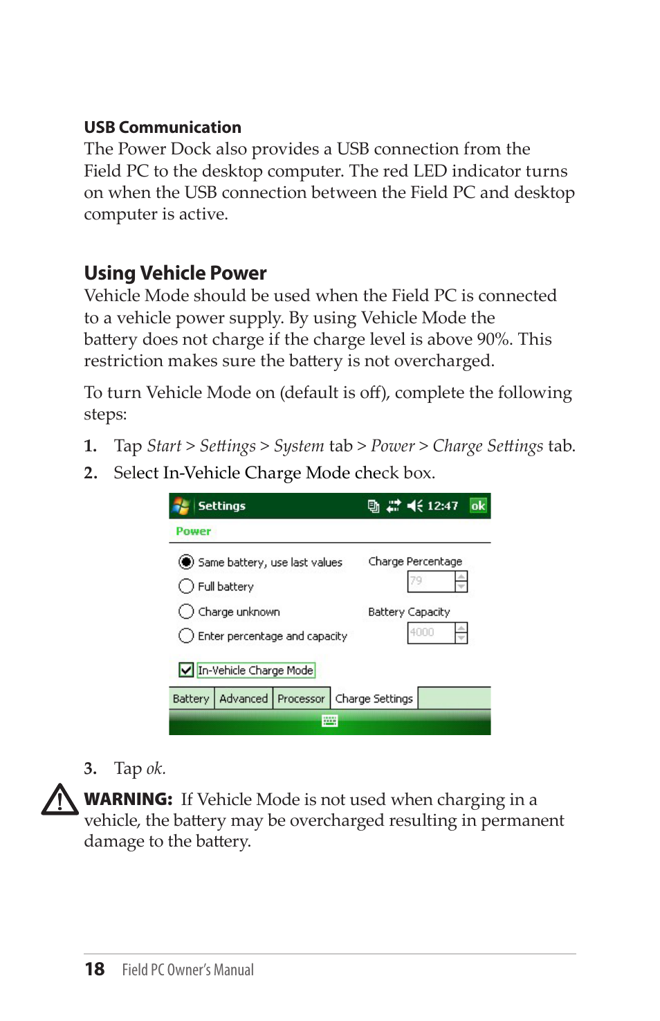 Using vehicle power | Juniper Systems Allegro MX User Guide User Manual | Page 18 / 96