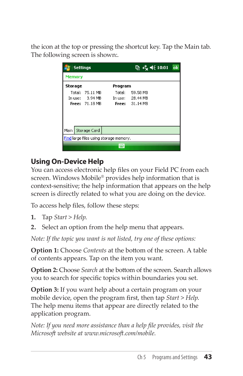 Using on-device help | Juniper Systems Allegro MX User Guide User Manual | Page 43 / 96