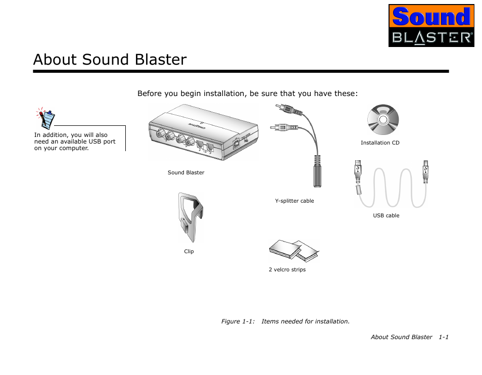 About sound blaster, What you need, What you need -1 | CREATIVE Sound Blaster User Manual | Page 12 / 55