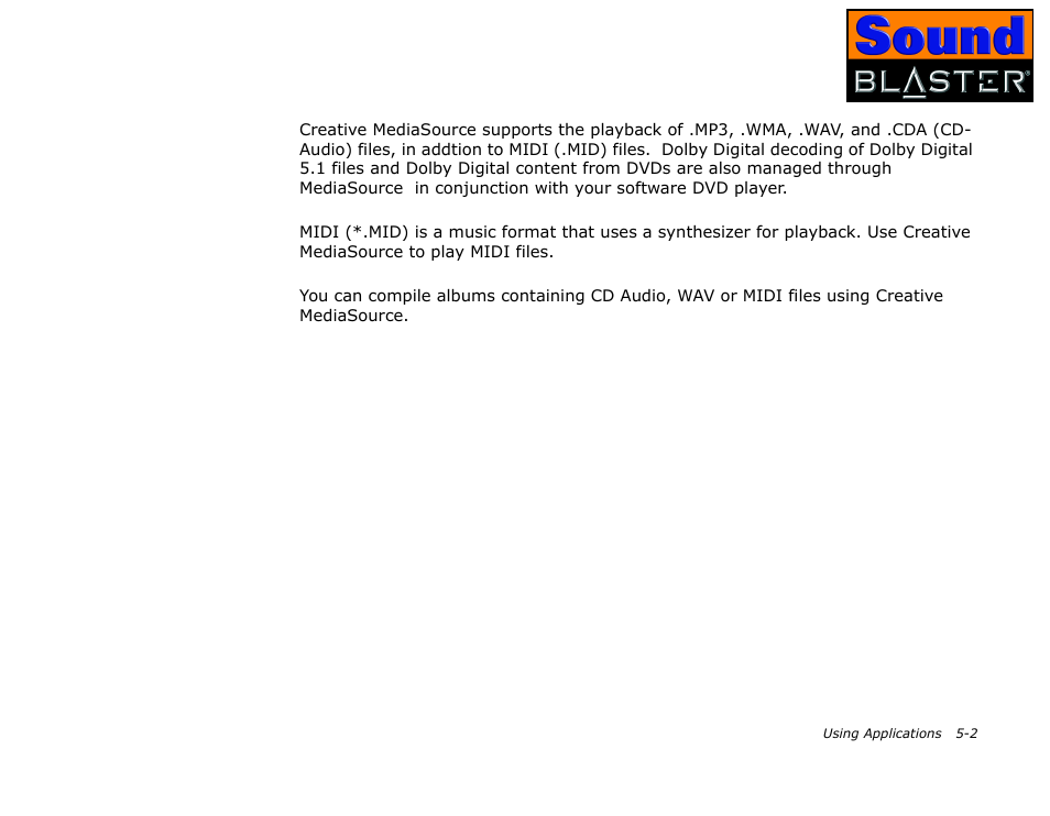 Playing back wave and cd audio files, Playing midi files, Compiling personal albums | Playing back wave and cd audio files -2, Playing midi files -2, Compiling personal albums -2 | CREATIVE Sound Blaster User Manual | Page 39 / 55