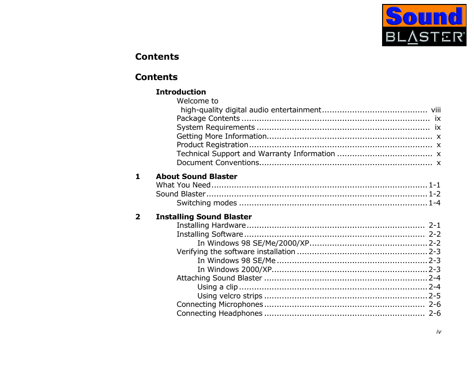 CREATIVE Sound Blaster User Manual | Page 4 / 55