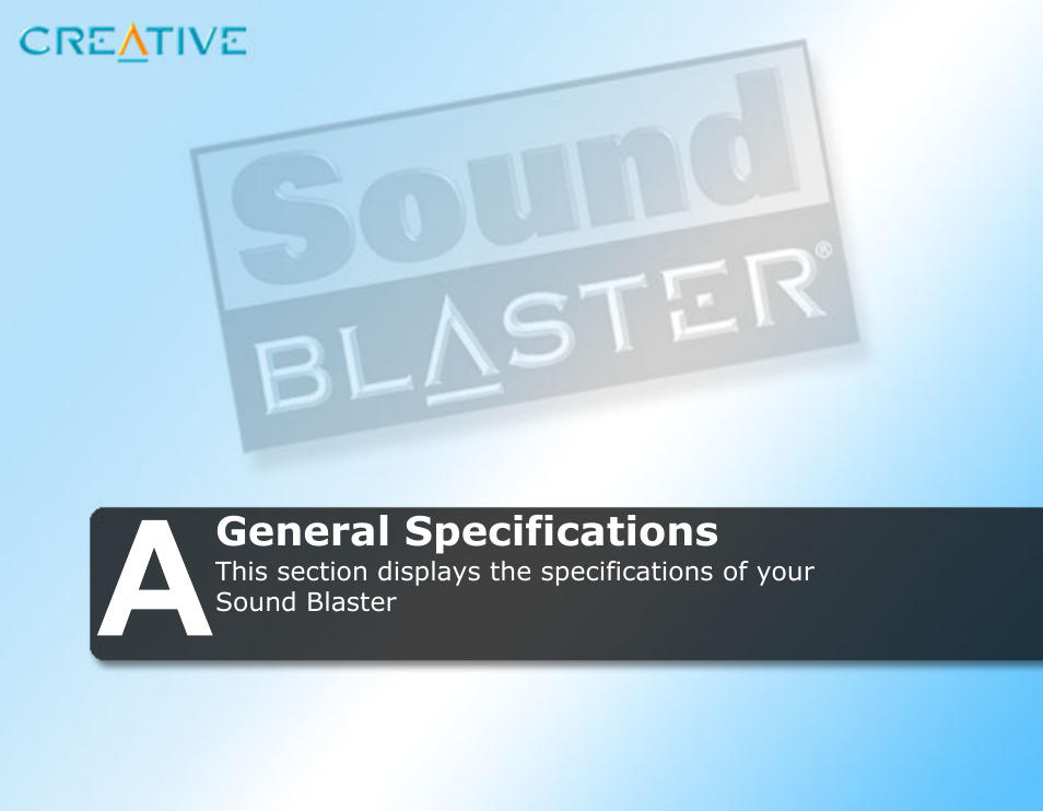 General specifications | CREATIVE Sound Blaster User Manual | Page 42 / 55