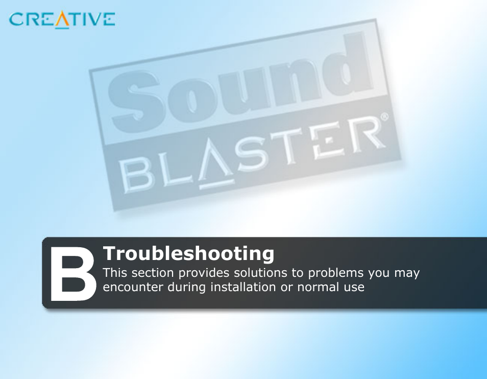 Troubleshooting | CREATIVE Sound Blaster User Manual | Page 44 / 55