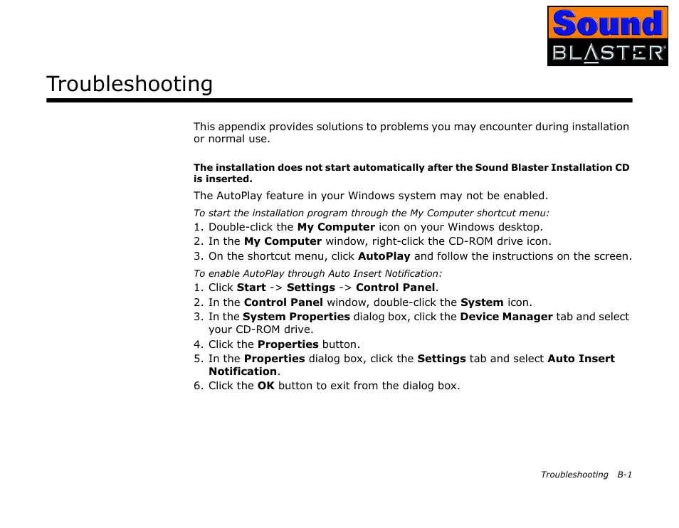 Troubleshooting, Problems installing software | CREATIVE Sound Blaster User Manual | Page 45 / 55