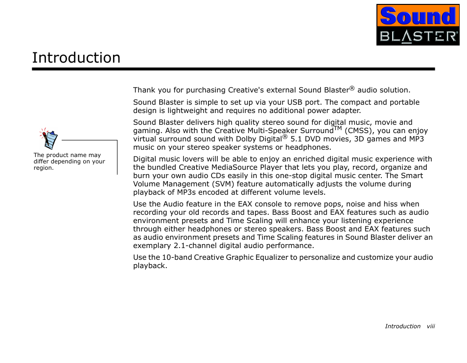 Introduction, Welcome to | CREATIVE Sound Blaster User Manual | Page 8 / 55