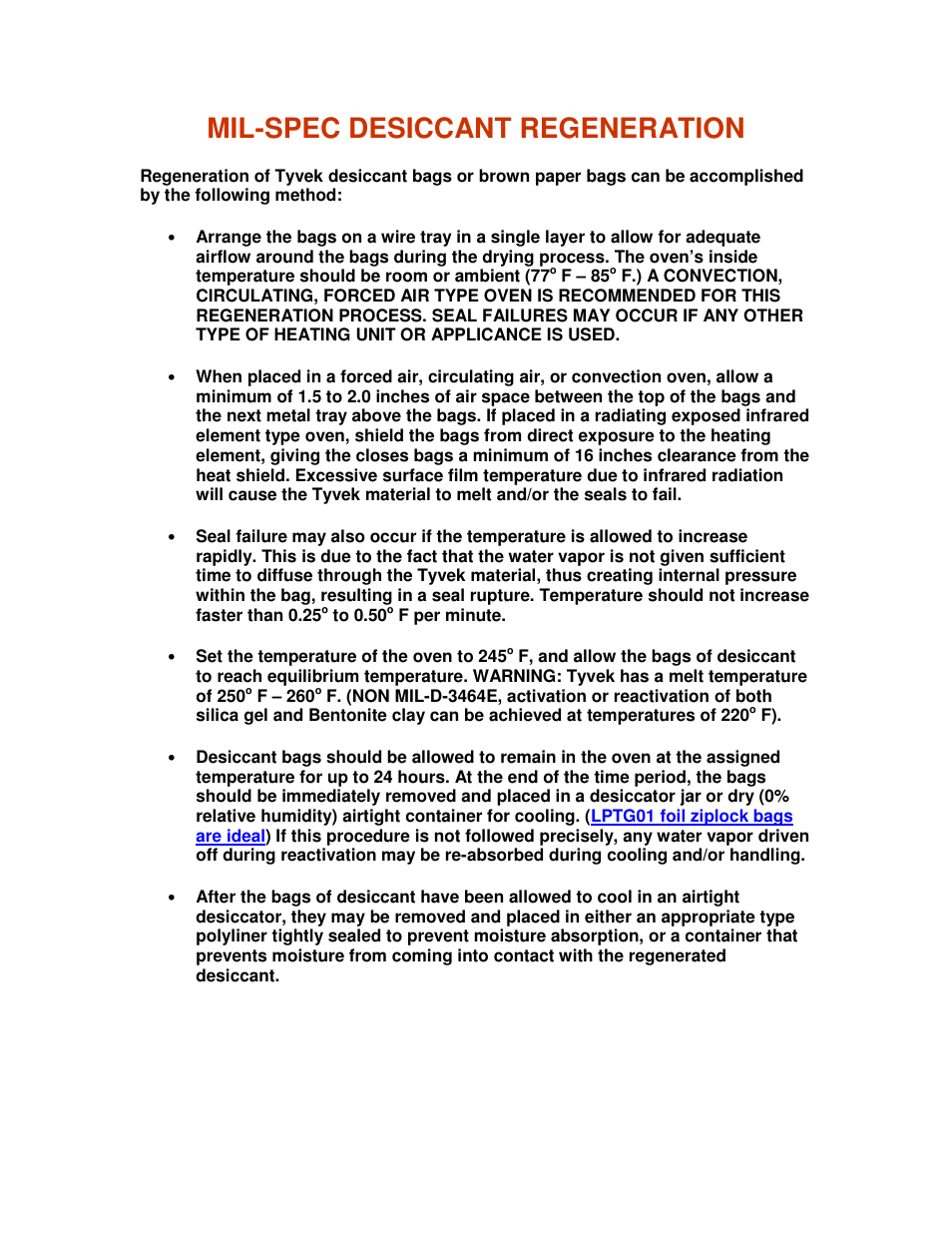 Mil-spec desiccant regeneration | Juniper Systems Allegro Desiccant Kit User Manual | Page 5 / 5