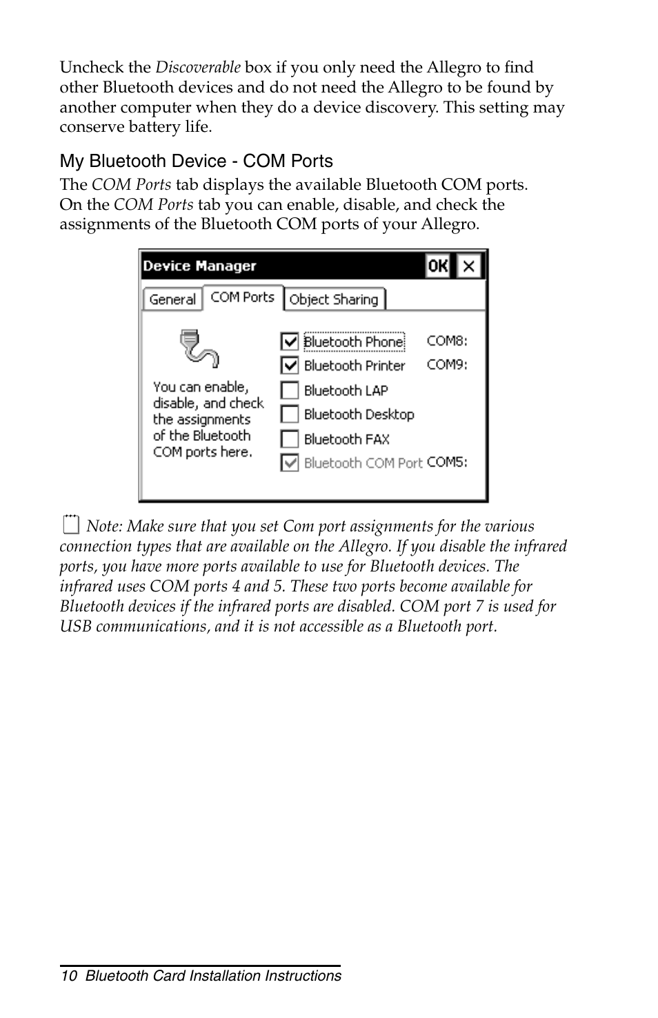 Juniper Systems Allegro CX and CE Bluetooth CF Card User Manual | Page 10 / 32