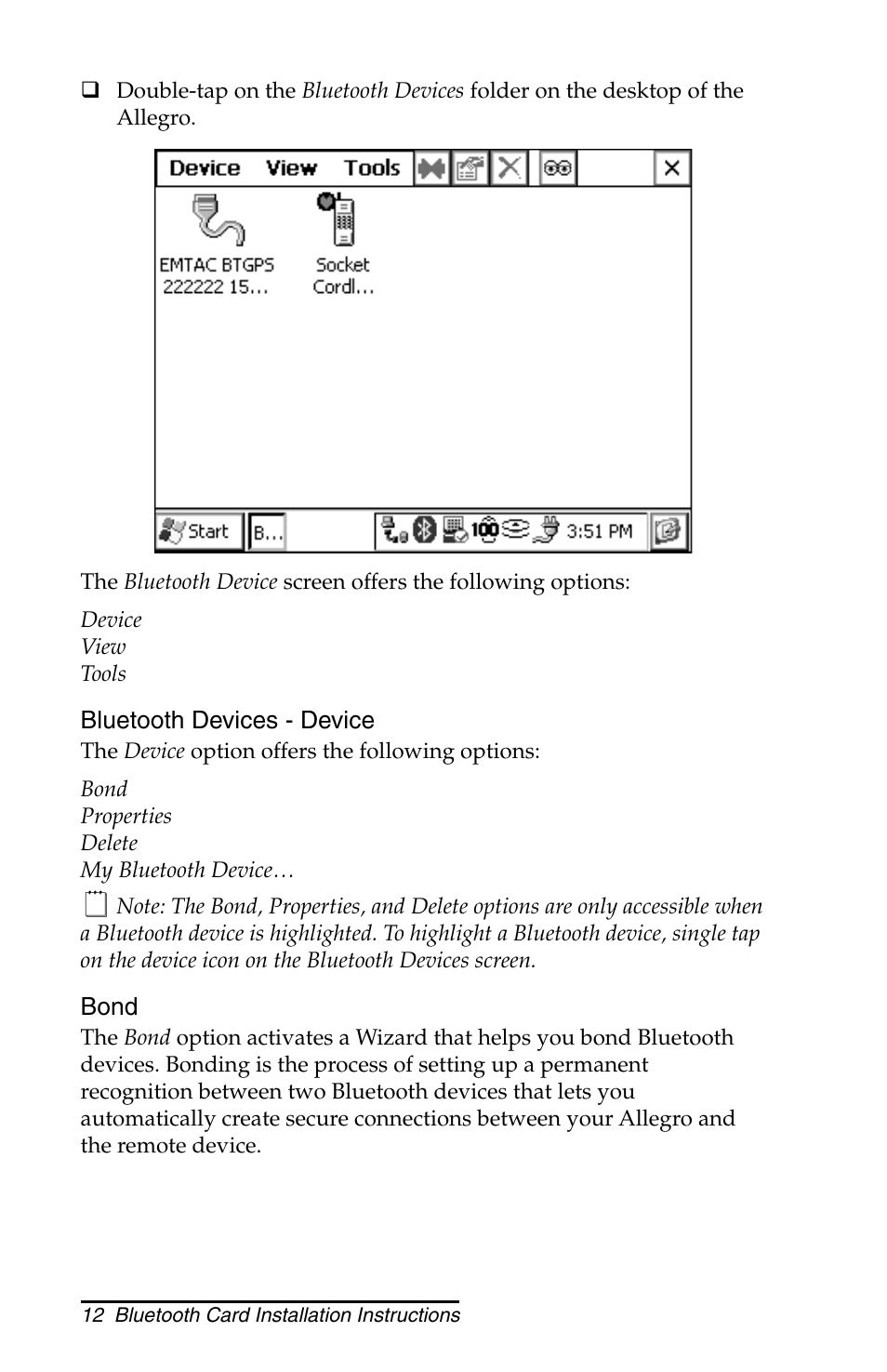 Juniper Systems Allegro CX and CE Bluetooth CF Card User Manual | Page 12 / 32