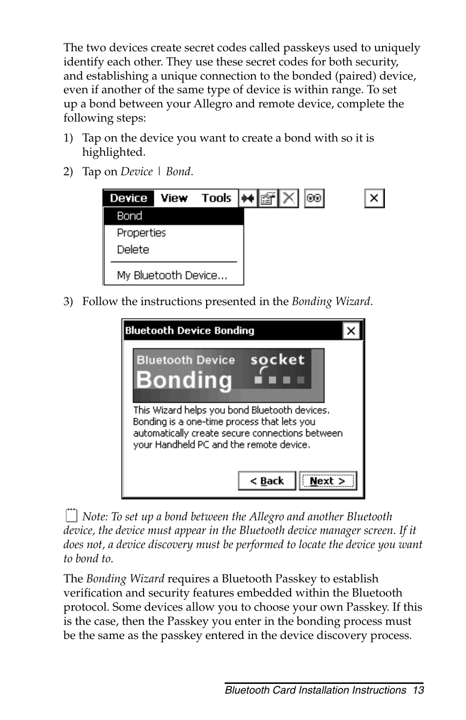 Juniper Systems Allegro CX and CE Bluetooth CF Card User Manual | Page 13 / 32
