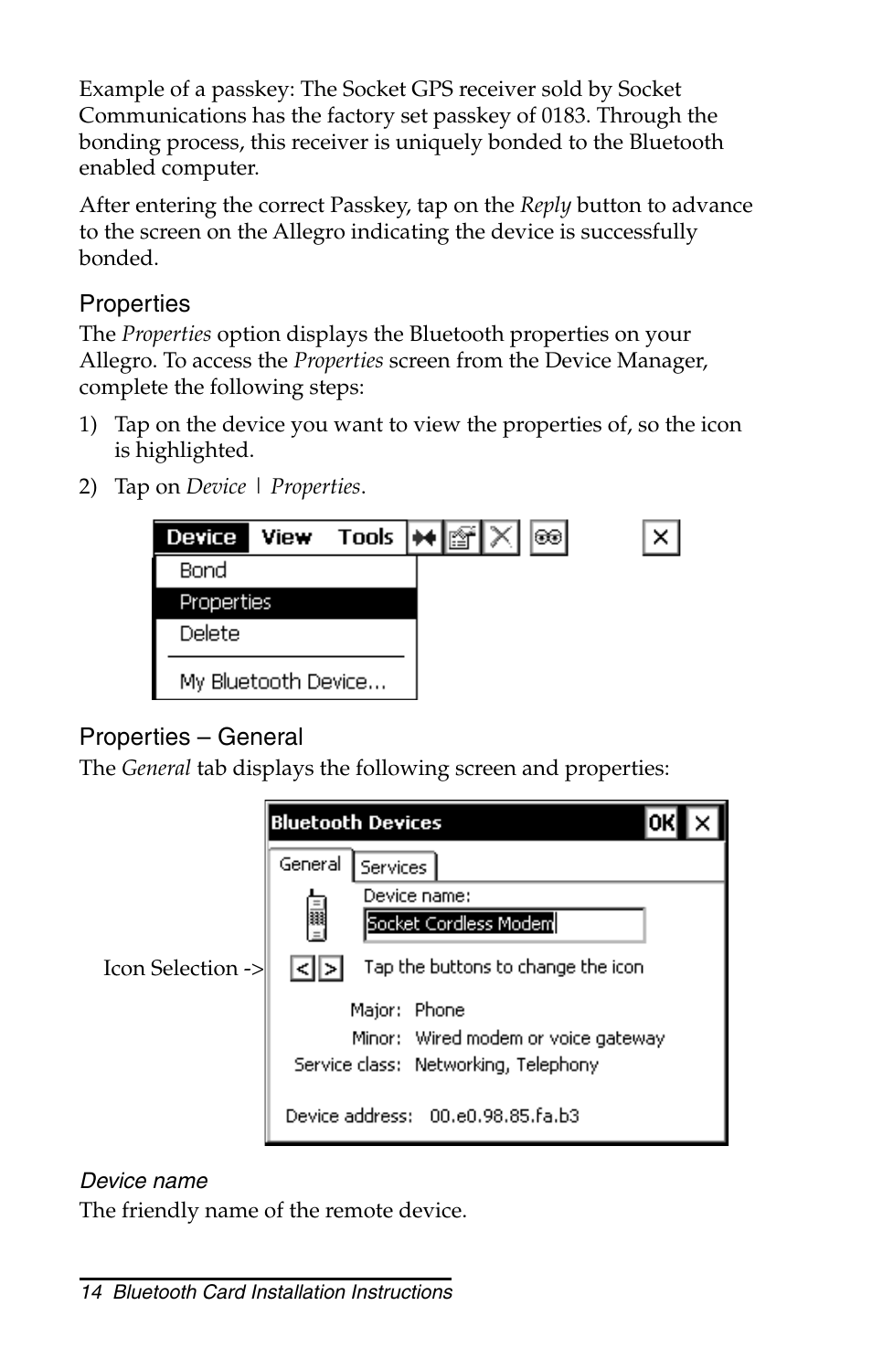 Juniper Systems Allegro CX and CE Bluetooth CF Card User Manual | Page 14 / 32