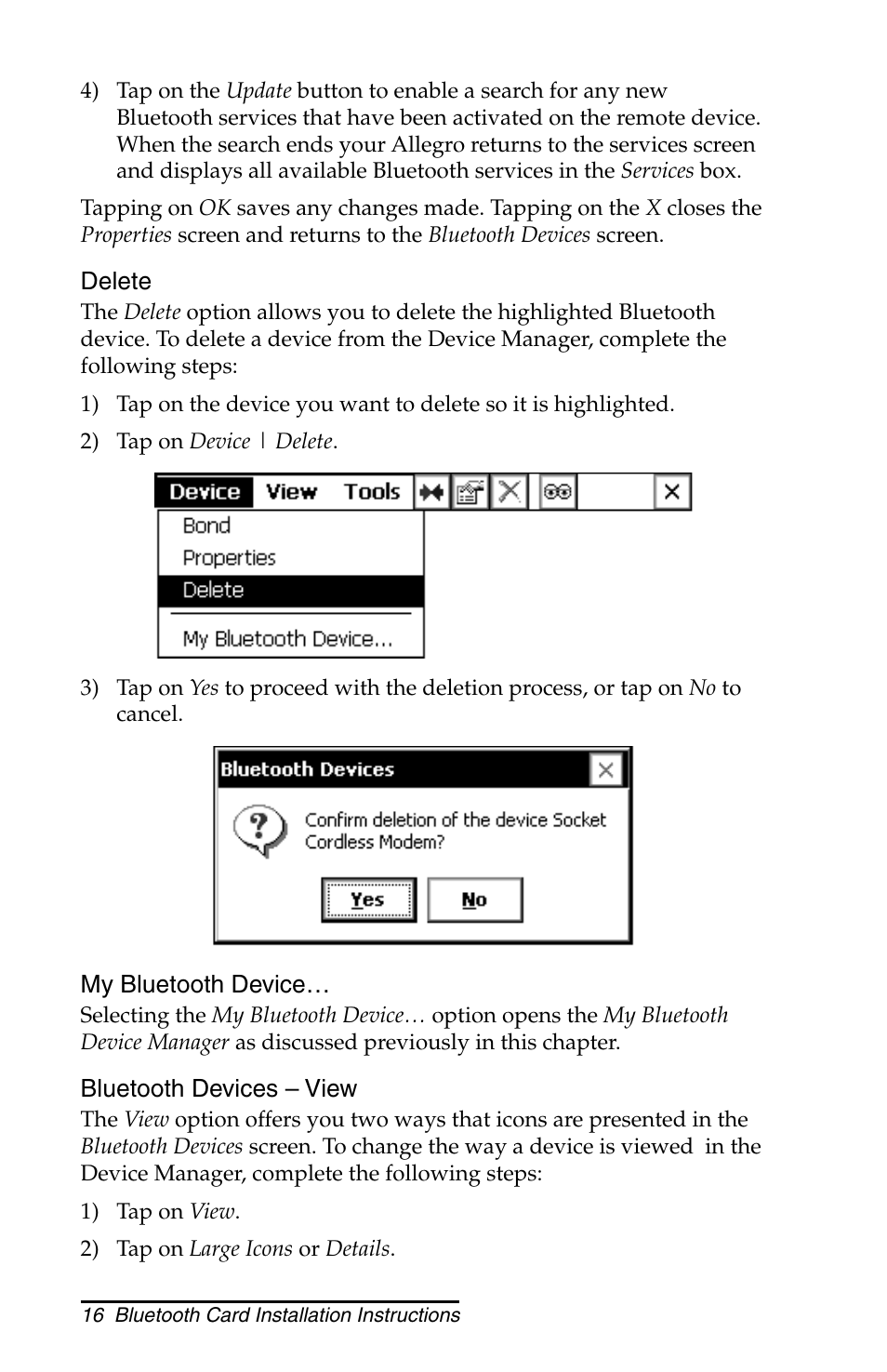 Juniper Systems Allegro CX and CE Bluetooth CF Card User Manual | Page 16 / 32
