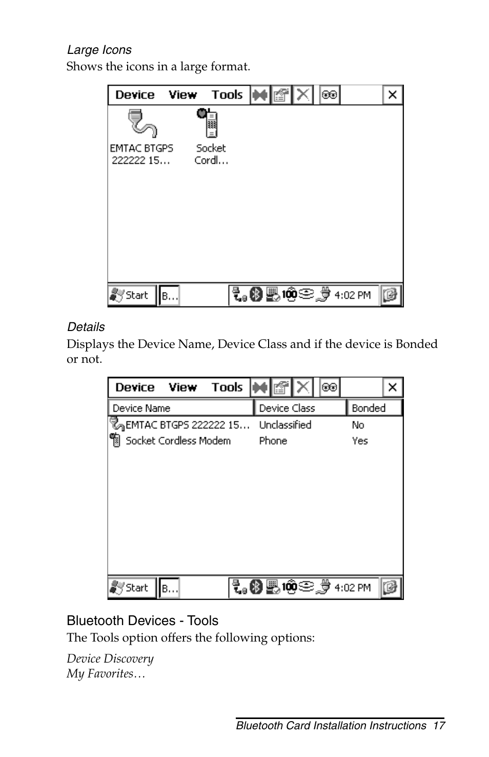 Juniper Systems Allegro CX and CE Bluetooth CF Card User Manual | Page 17 / 32