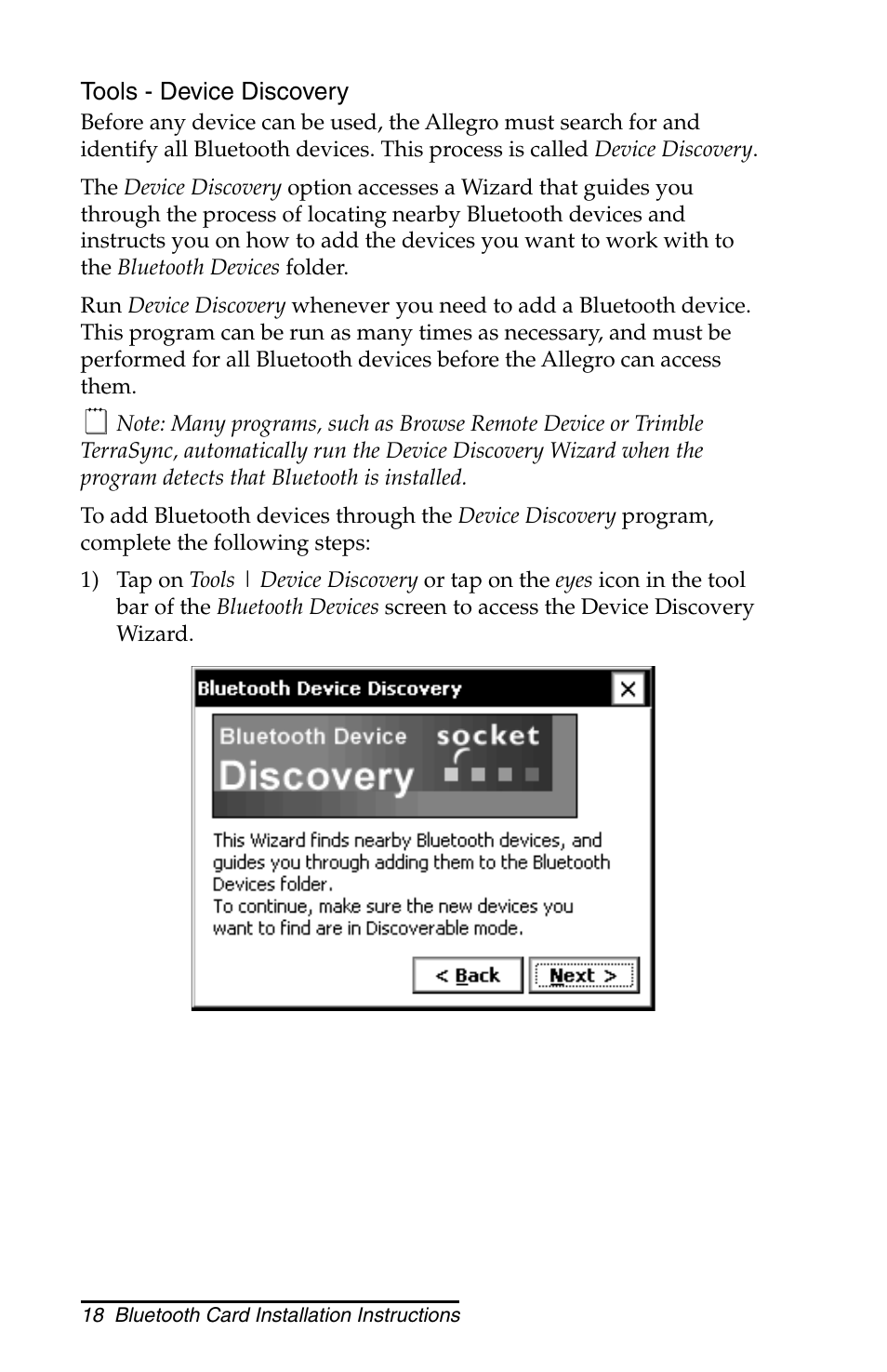 Juniper Systems Allegro CX and CE Bluetooth CF Card User Manual | Page 18 / 32