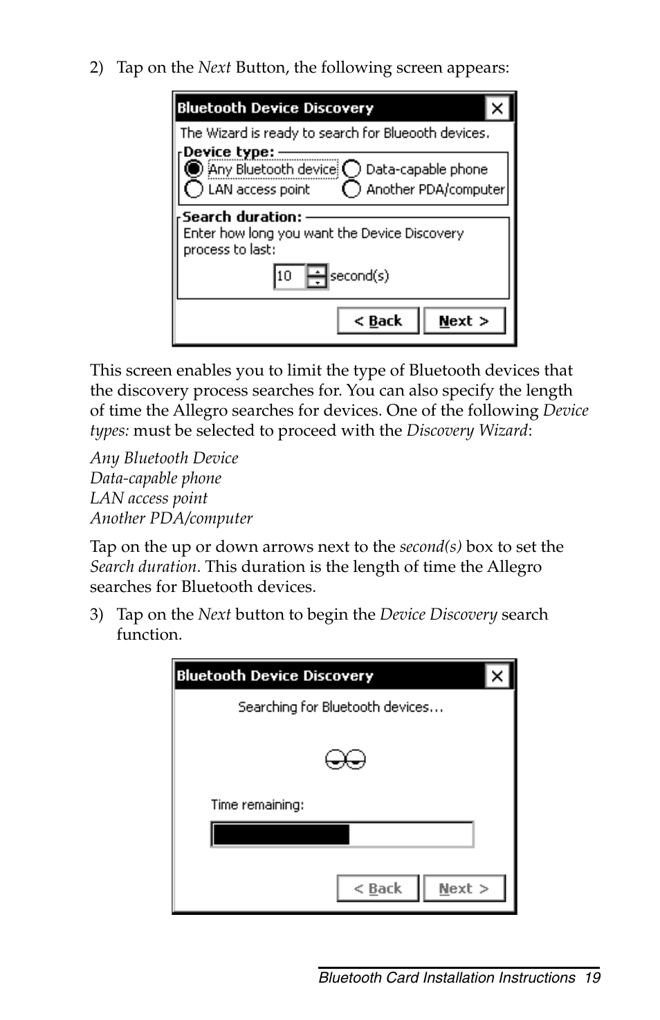 Juniper Systems Allegro CX and CE Bluetooth CF Card User Manual | Page 19 / 32