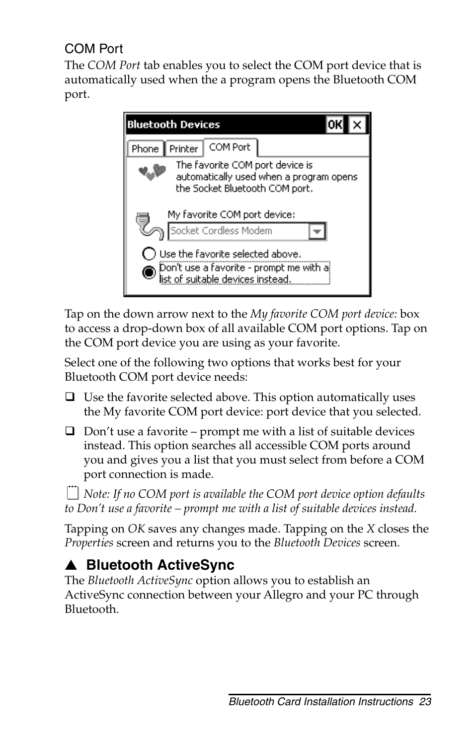 Juniper Systems Allegro CX and CE Bluetooth CF Card User Manual | Page 23 / 32