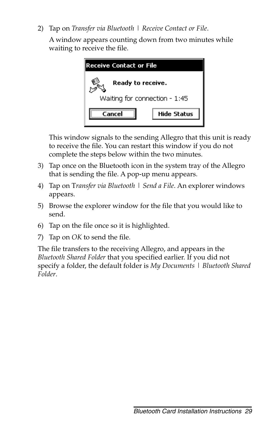 Juniper Systems Allegro CX and CE Bluetooth CF Card User Manual | Page 29 / 32