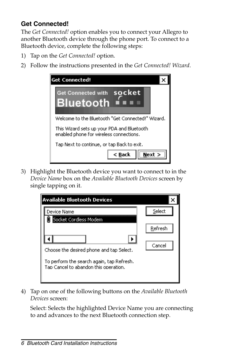 Juniper Systems Allegro CX and CE Bluetooth CF Card User Manual | Page 6 / 32