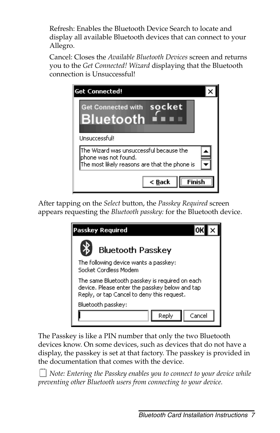 Juniper Systems Allegro CX and CE Bluetooth CF Card User Manual | Page 7 / 32