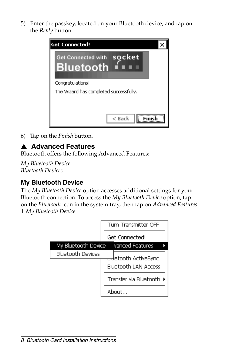 Juniper Systems Allegro CX and CE Bluetooth CF Card User Manual | Page 8 / 32