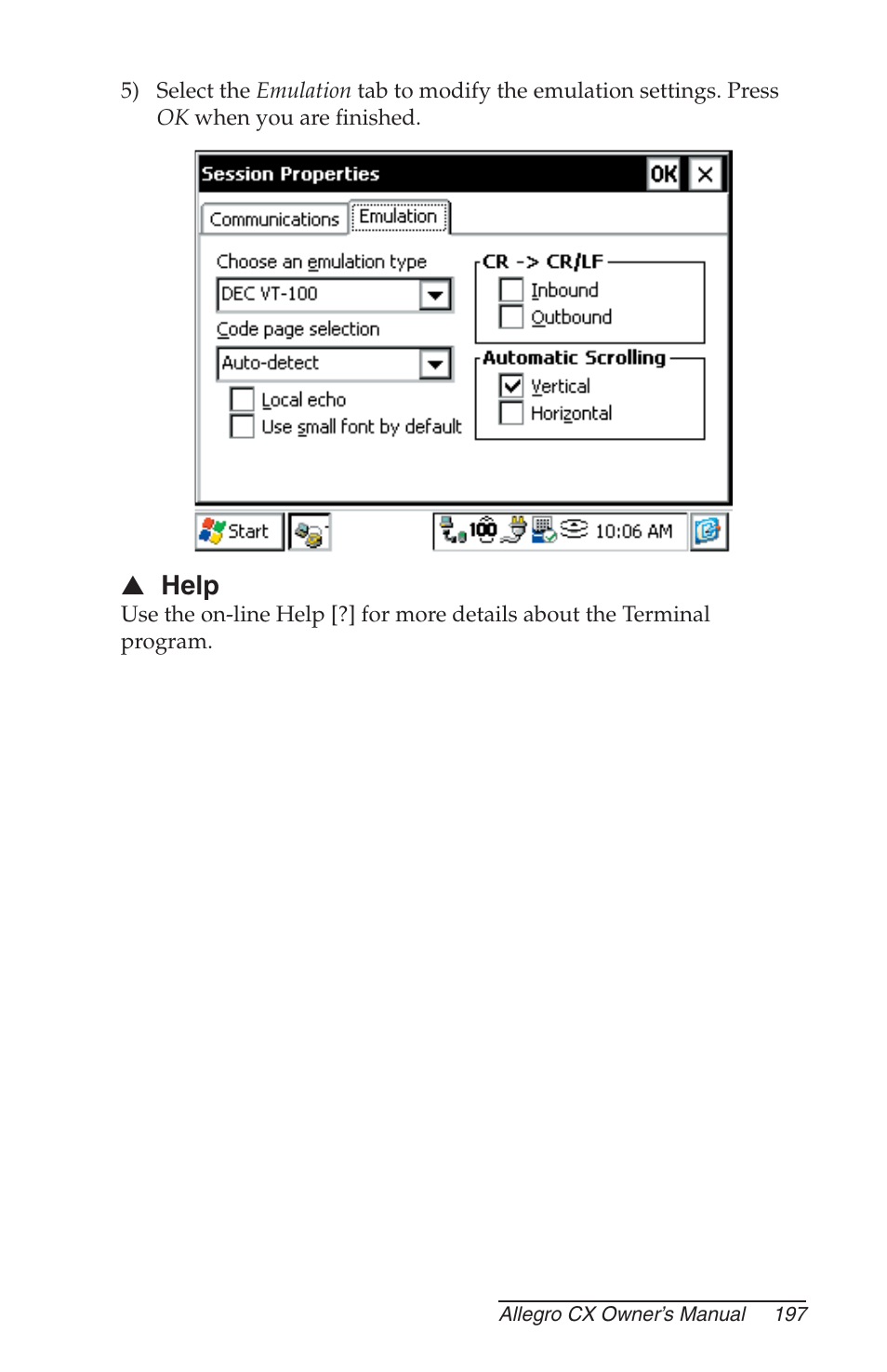 Help | Juniper Systems Allegro CX Manual User Manual | Page 197 / 304