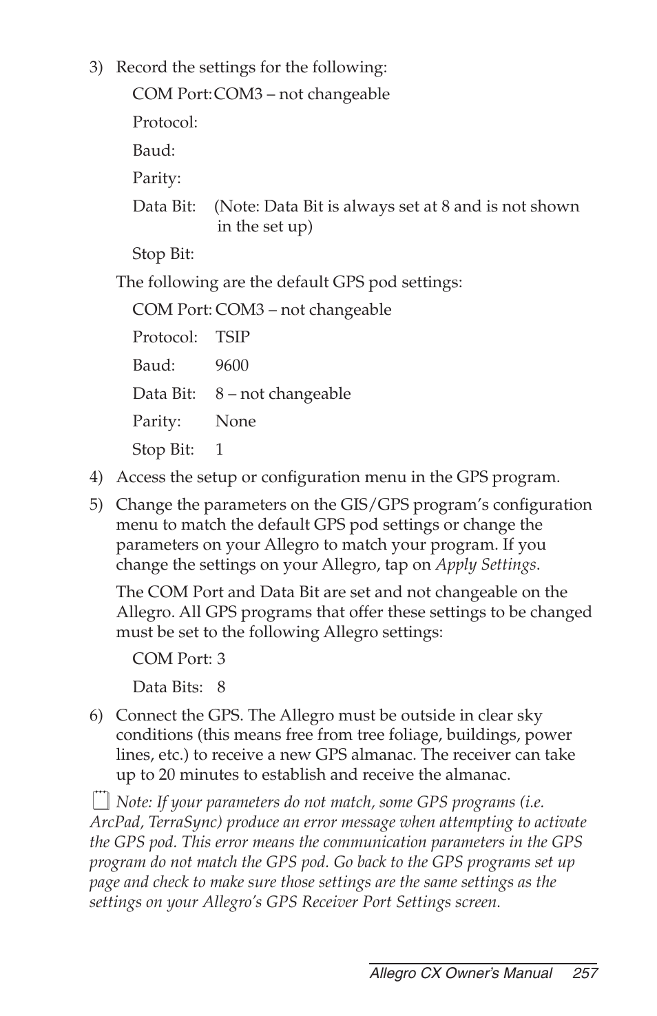 Juniper Systems Allegro CX Manual User Manual | Page 257 / 304