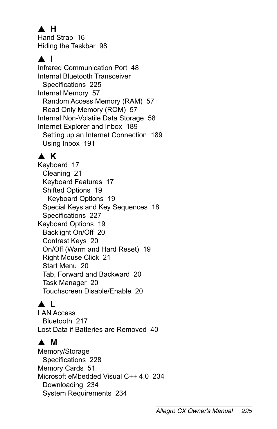 Juniper Systems Allegro CX Manual User Manual | Page 295 / 304