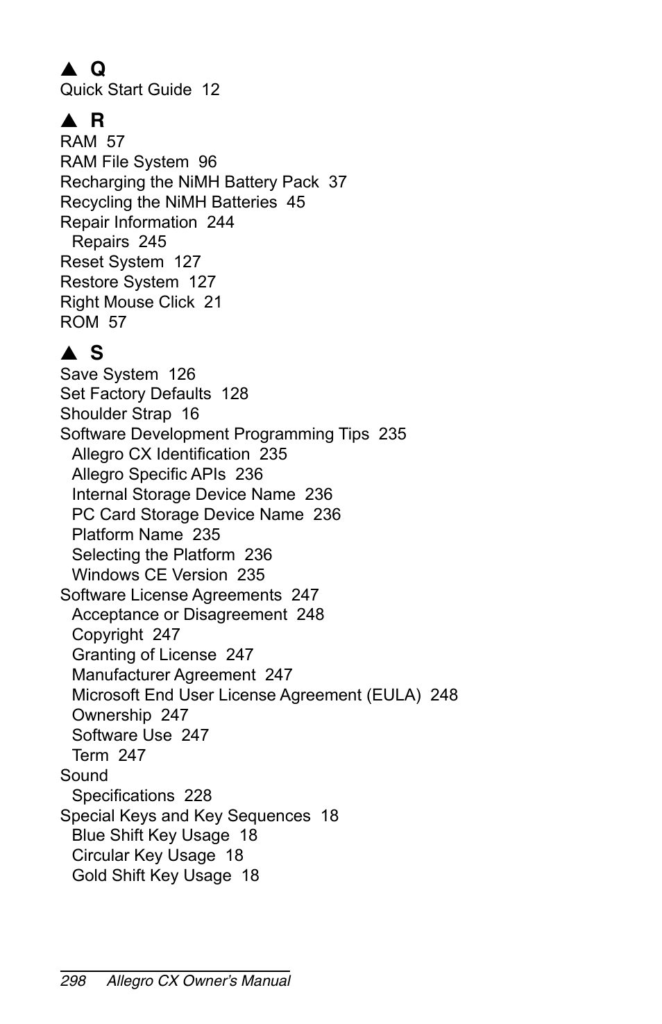 Juniper Systems Allegro CX Manual User Manual | Page 298 / 304