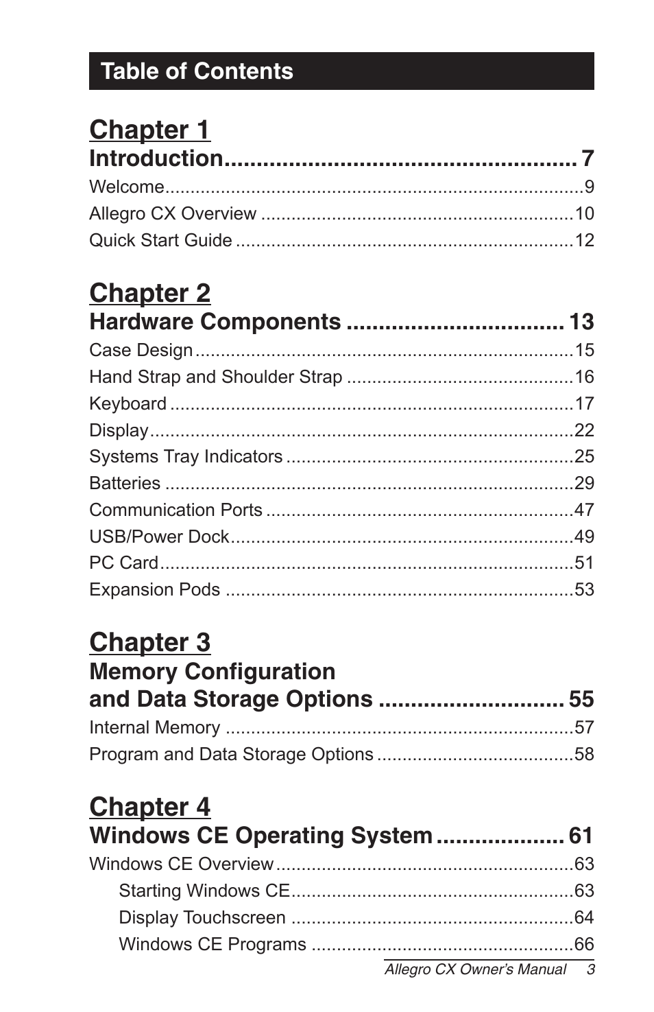 Juniper Systems Allegro CX Manual User Manual | Page 3 / 304