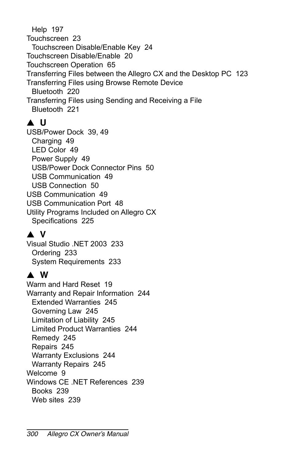 Juniper Systems Allegro CX Manual User Manual | Page 300 / 304