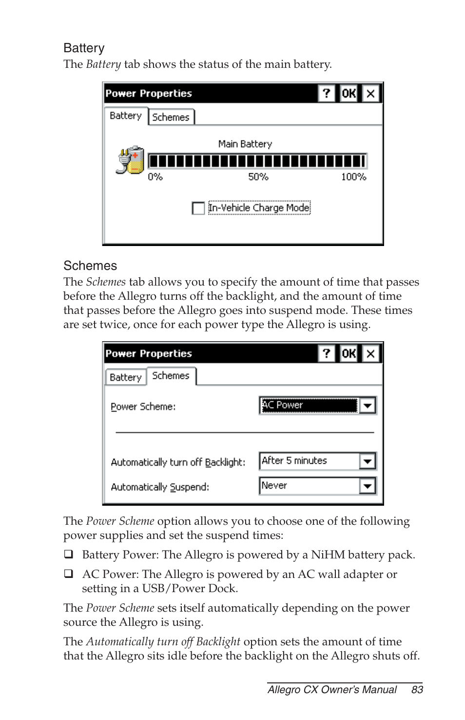 Battery, Schemes | Juniper Systems Allegro CX Manual User Manual | Page 83 / 304