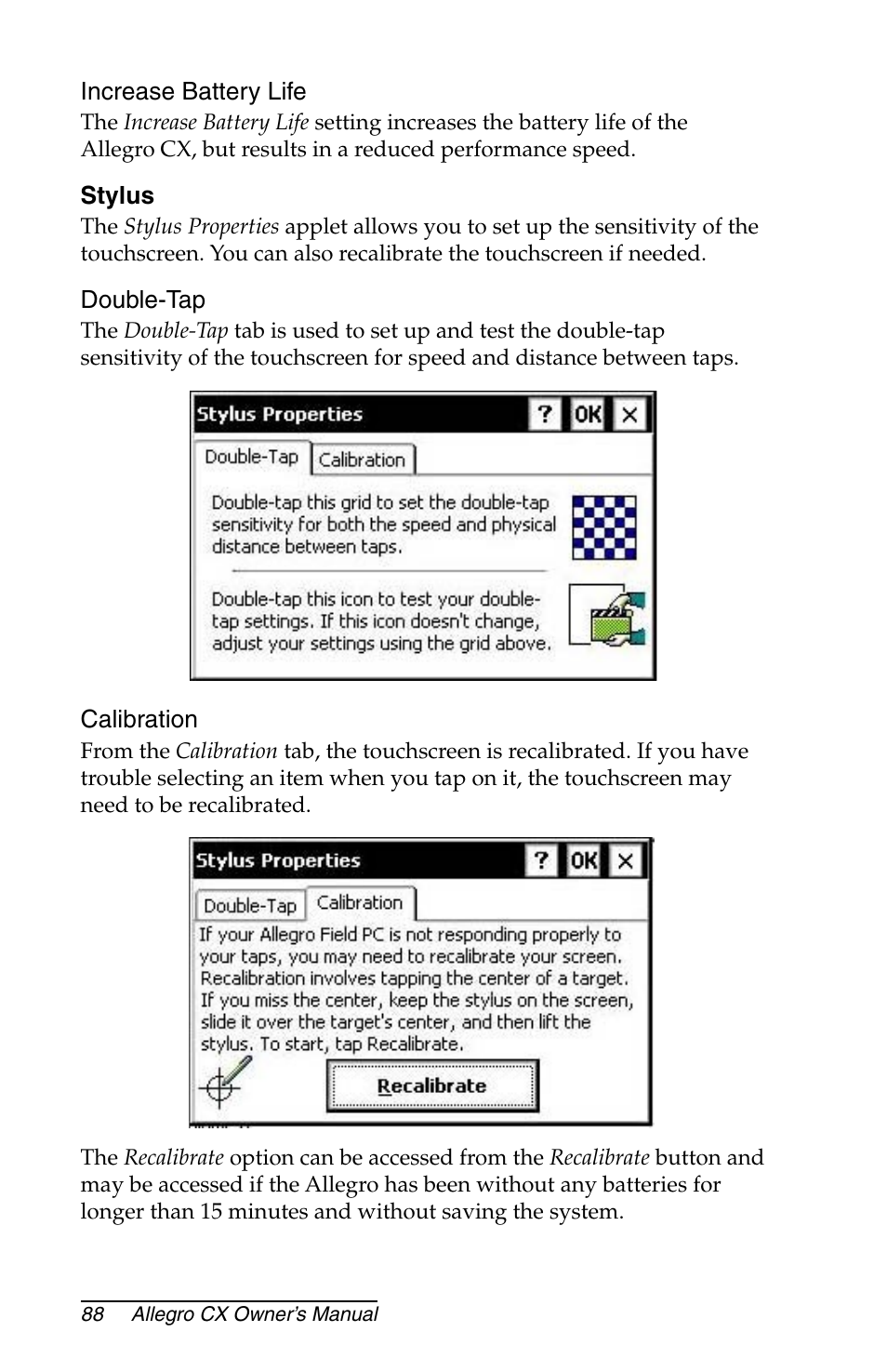 Calibration, System | Juniper Systems Allegro CX Manual User Manual | Page 88 / 304