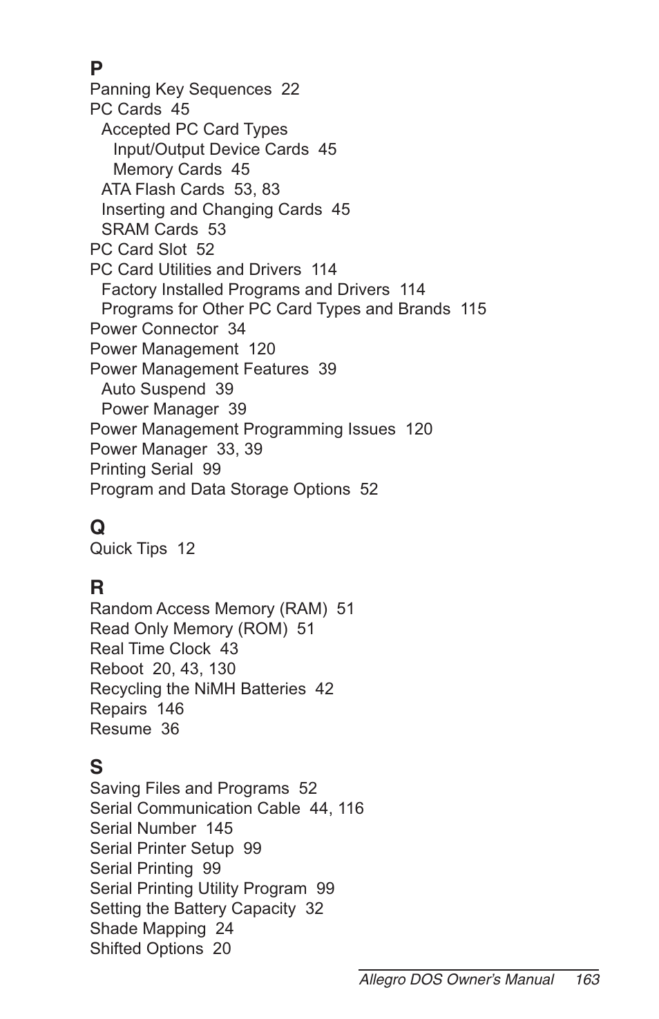 Juniper Systems Allegro DOS Manual User Manual | Page 163 / 166