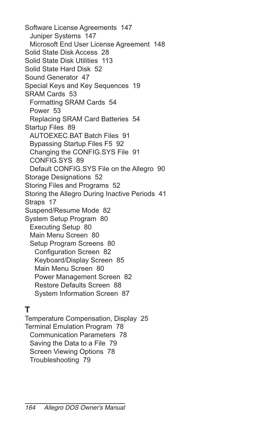 Juniper Systems Allegro DOS Manual User Manual | Page 164 / 166