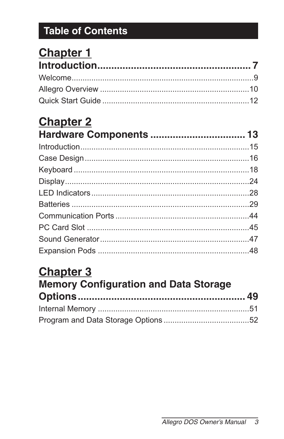 Juniper Systems Allegro DOS Manual User Manual | Page 3 / 166