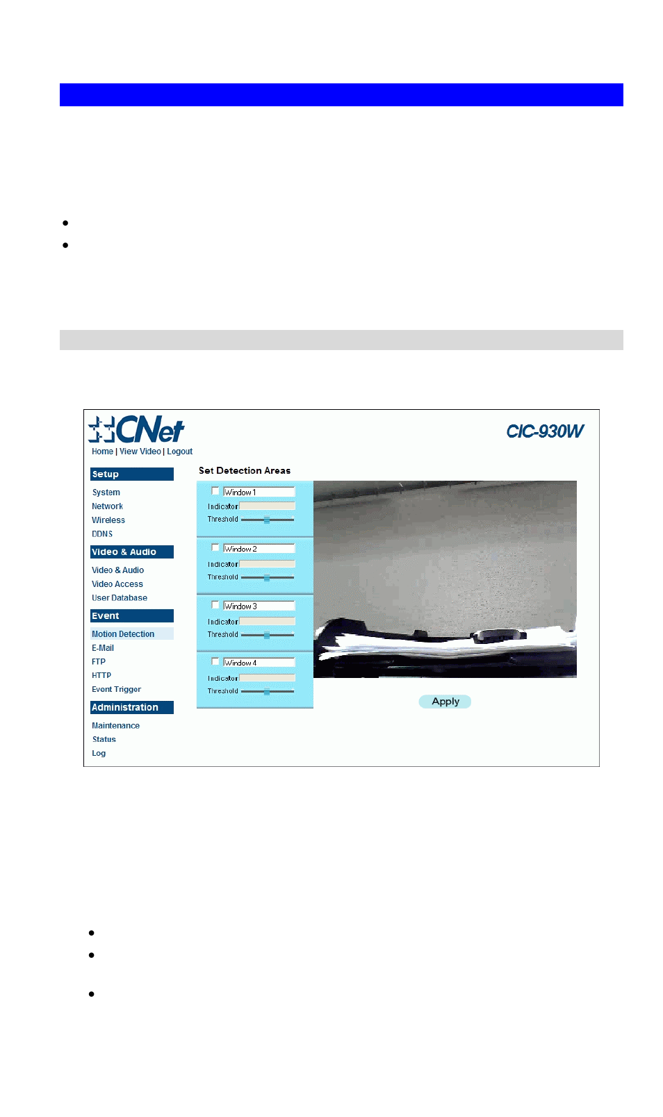 Motion detection alerts | CNET CIC-930W User Manual | Page 29 / 94