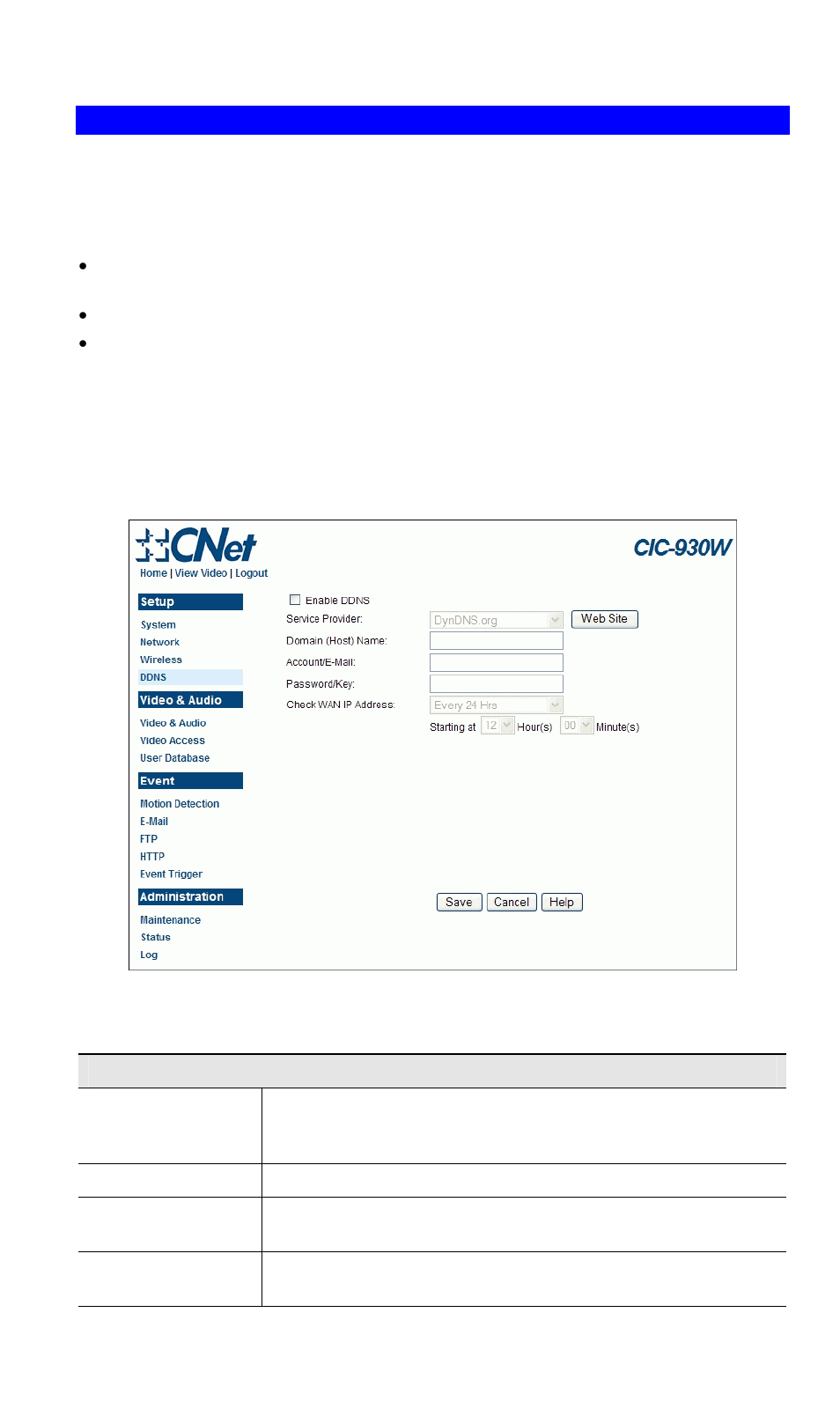 Ddns screen | CNET CIC-930W User Manual | Page 40 / 94