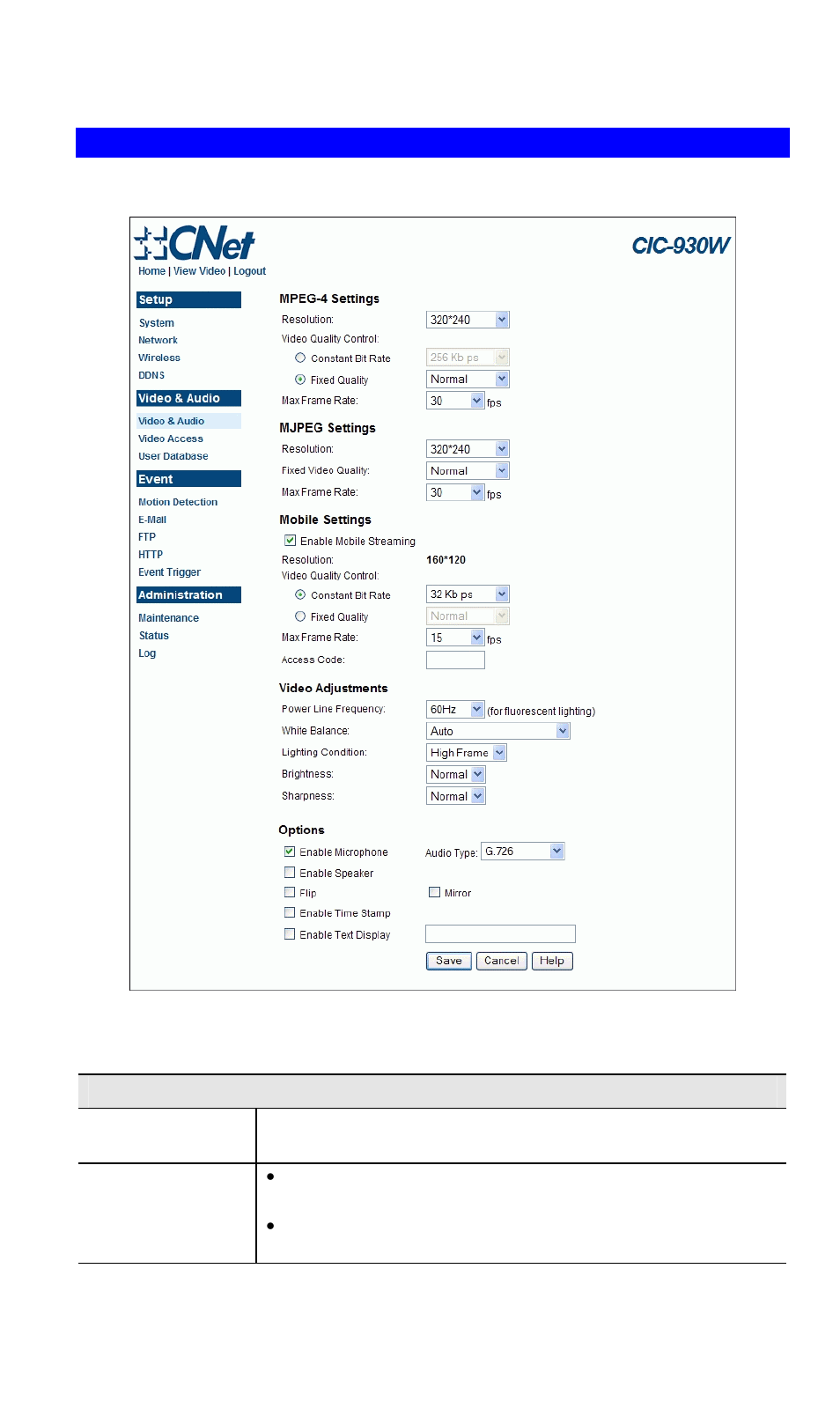 Video & audio screen | CNET CIC-930W User Manual | Page 42 / 94