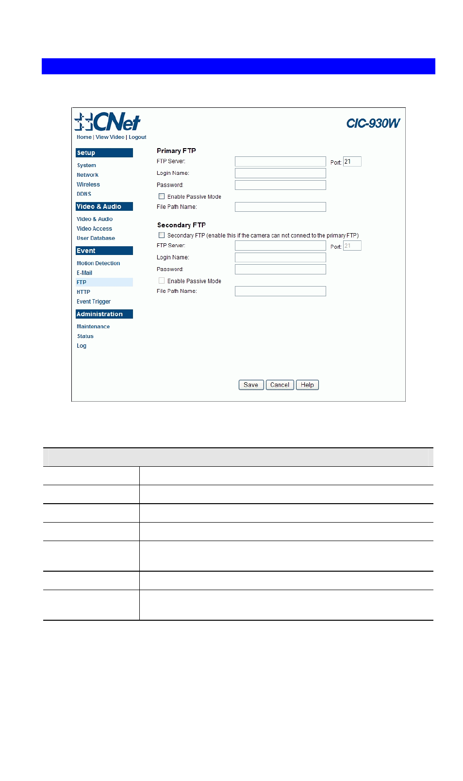 Ftp screen | CNET CIC-930W User Manual | Page 51 / 94