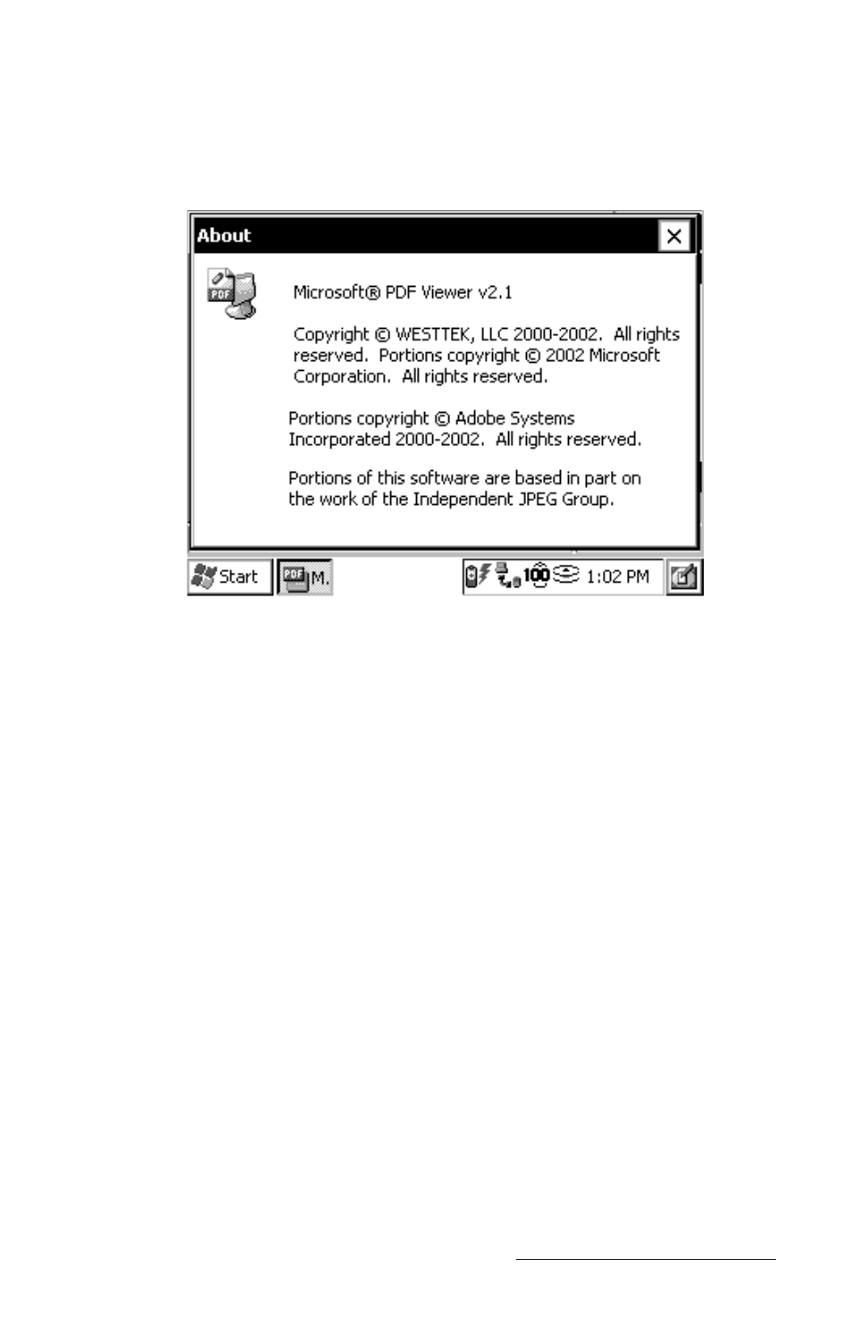 About, Close | Juniper Systems Allegro CE Manual User Manual | Page 121 / 292
