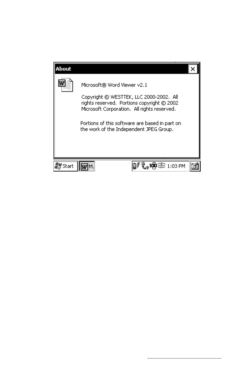 About, Close | Juniper Systems Allegro CE Manual User Manual | Page 125 / 292