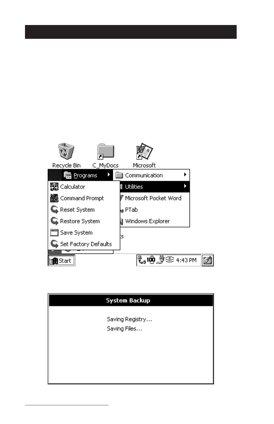 System save/restore utilities, Save system, System save/restore utilities -108 | Juniper Systems Allegro CE Manual User Manual | Page 168 / 292