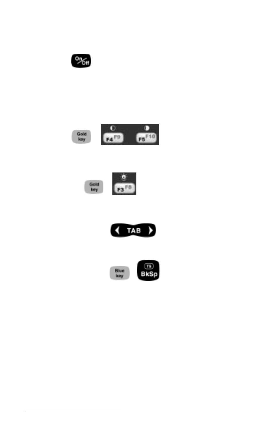 Keyboard options, On/off (reset), Contrast keys | Backlight on/off, Tab, forward and backward, Touchscreen disable/enable | Juniper Systems Allegro CE Manual User Manual | Page 20 / 292