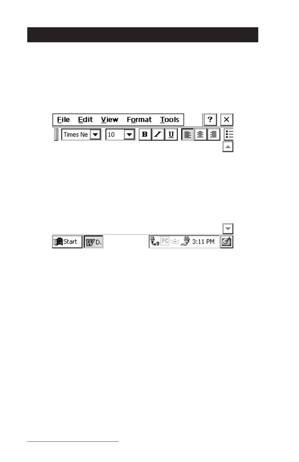 Pocket word/wordpad, Command bar, Saving pocket word files | Pocket word/wordpad -140 | Juniper Systems Allegro CE Manual User Manual | Page 200 / 292